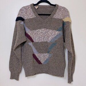 Vintage Wool Brown Dad Sweater Made  In Italy M